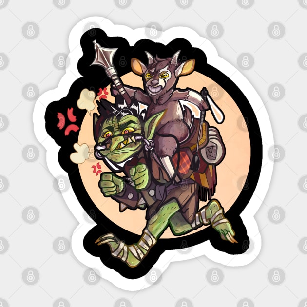 Goats Riding Goblins Sticker by Dumb Dragons Productions Store